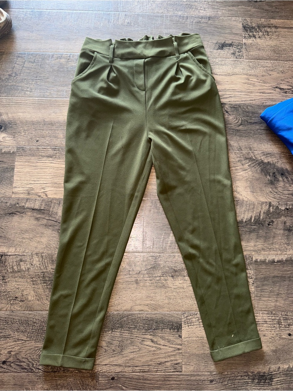 iris Olive Green High-Waist Tapered Ankle Trousers